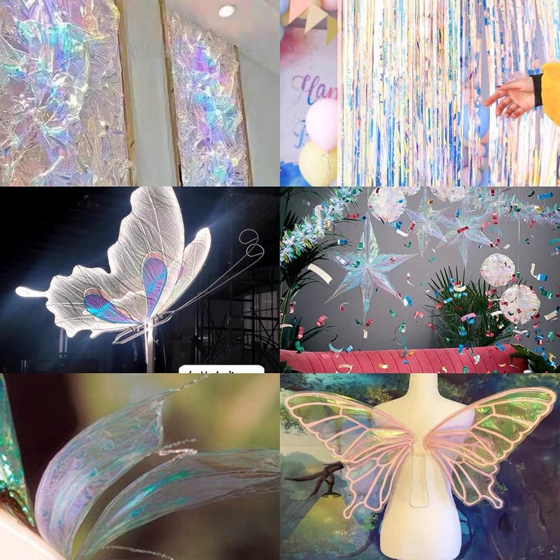shareluck Iridescent Cellophane Wrap for Gift Baskets Christmas Rainbow Wrapping Film (50' Long x 17" Wide) Colored Film Roll to Wrap Gift Baskets, Flower, DIY Craft for Christmas Decor. - Image 5